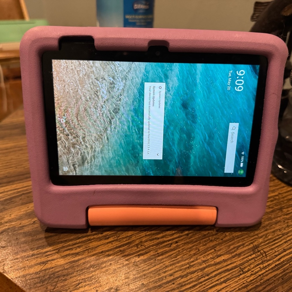 Tablet with Purple and Orange Protective Case Amazon fire tablet 7